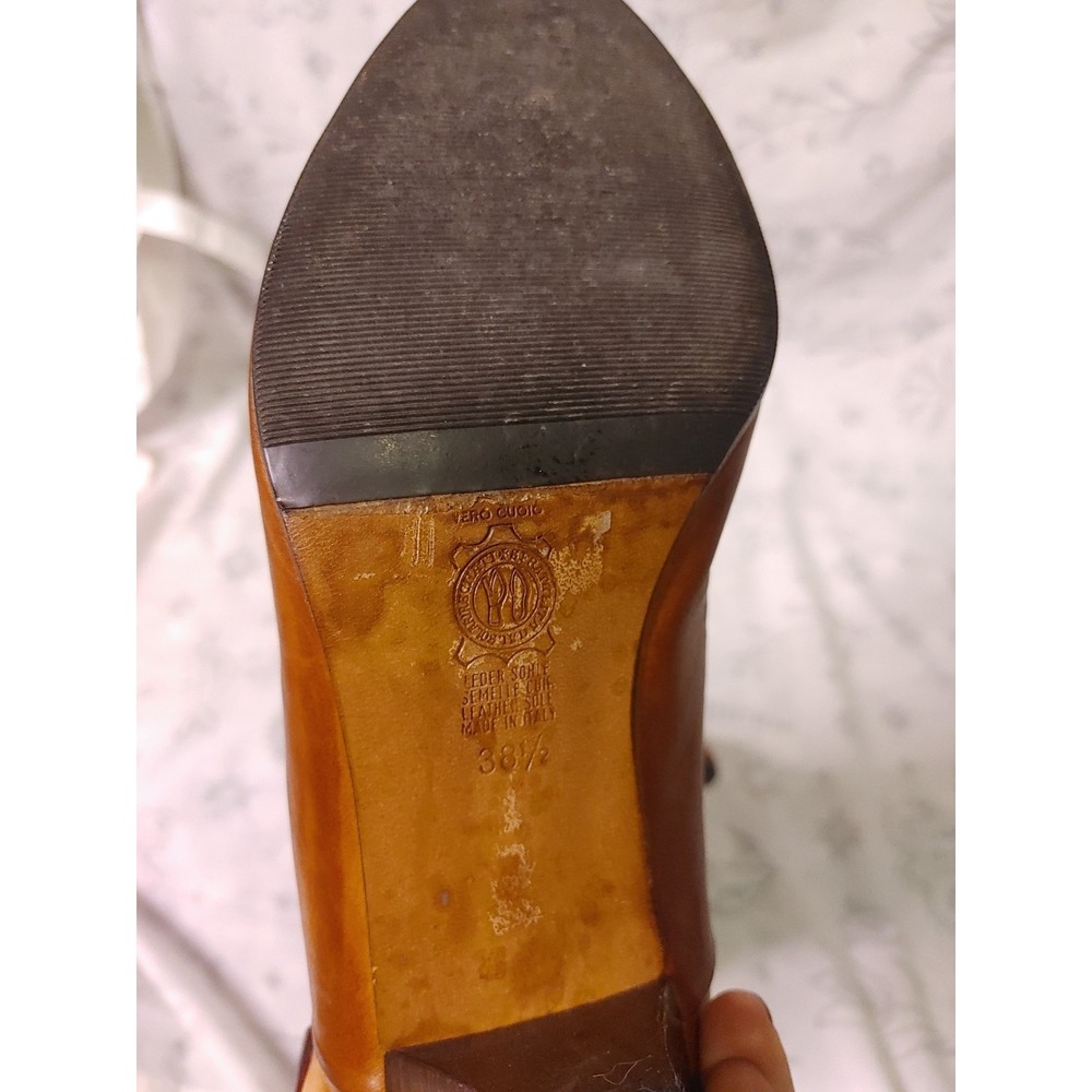 Leather Boots Vero Cuoio Women's Mid Calf Brown Made In Italy Sz 8.5. 2" Heel - Picture 11 of 11